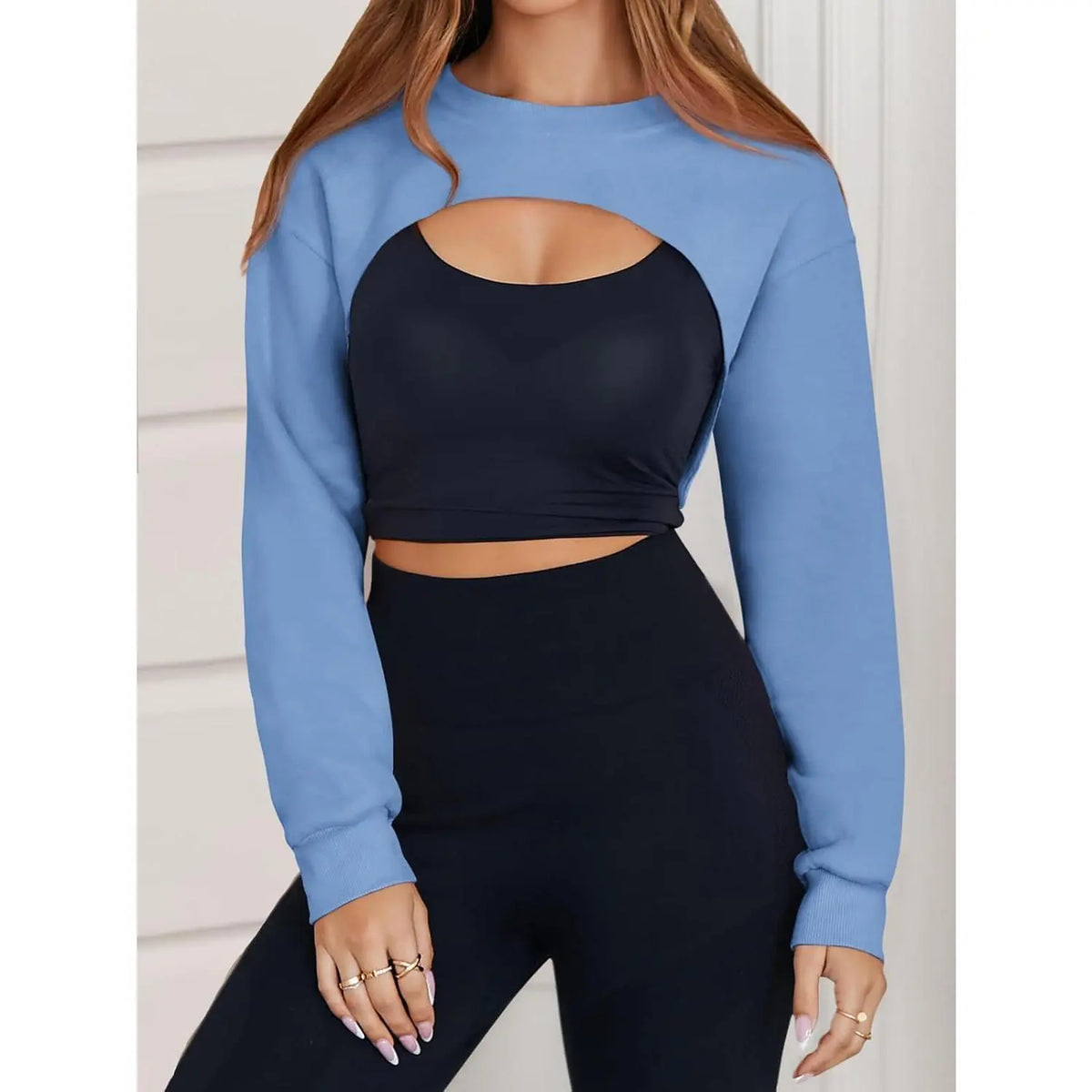 Imily Bela Women's Long Sleeve Cropped Sweatshirt Shrug - Athletic Bolero Top for Gym Workouts