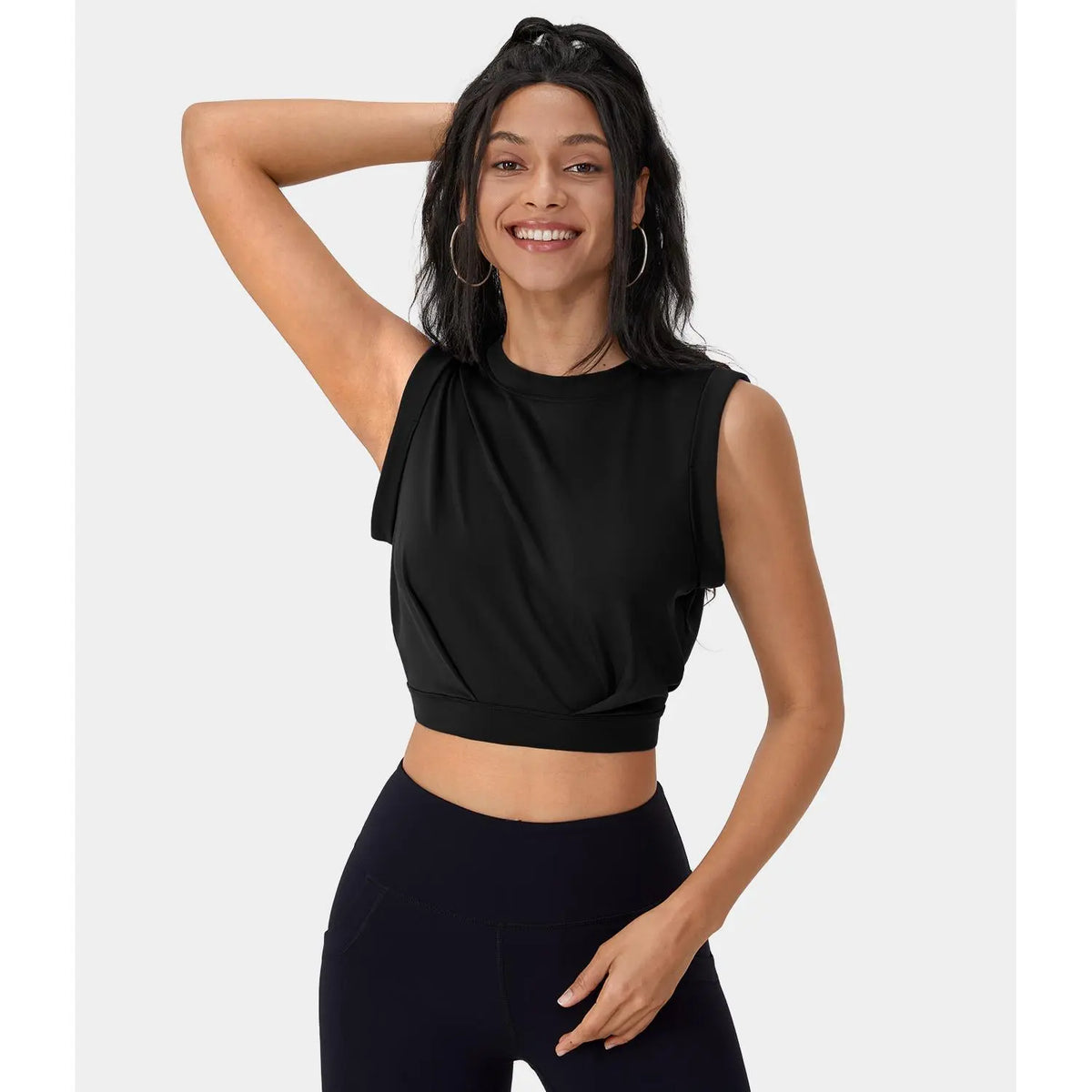 Halara Crew Neck Sleeveless Cropped Yoga Tank Top