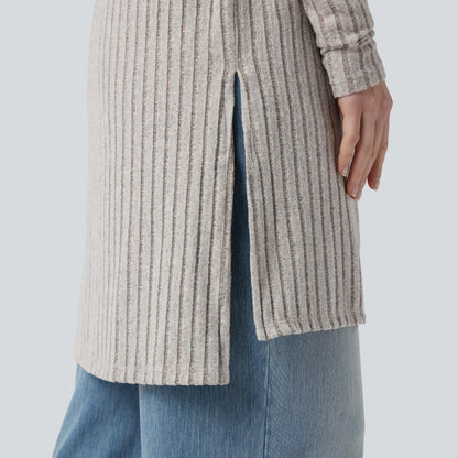 Halara Ribbed Knit Long Sleeve Split Casual Coat