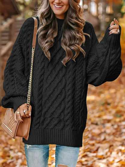 Women's Oversized Cable Knit Chunky Pullover Sweater
