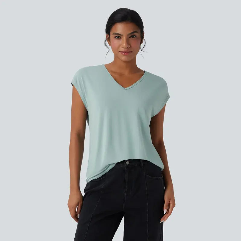 Halara V-Neck Short Sleeve Casual Tee