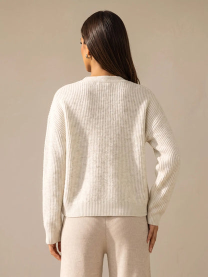 Katch Me Women's Slouchy V-Neck Button Knit Cardigan - Cozy Ribbed Sweater for Fall & Winter, Durable Pill-Resistant Long Sleeve Top