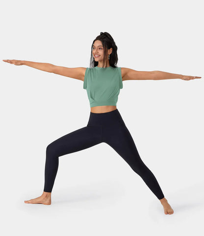 Halara Crew Neck Sleeveless Cropped Yoga Tank Top
