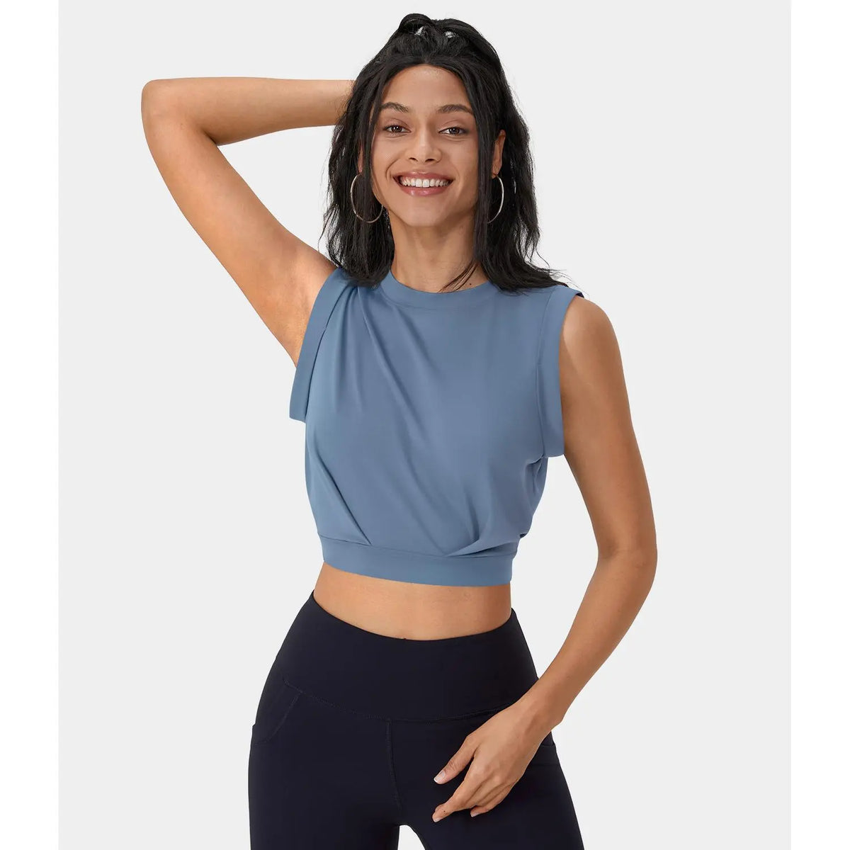 Halara Crew Neck Sleeveless Cropped Yoga Tank Top