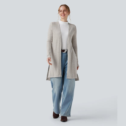 Halara Ribbed Knit Long Sleeve Split Casual Coat