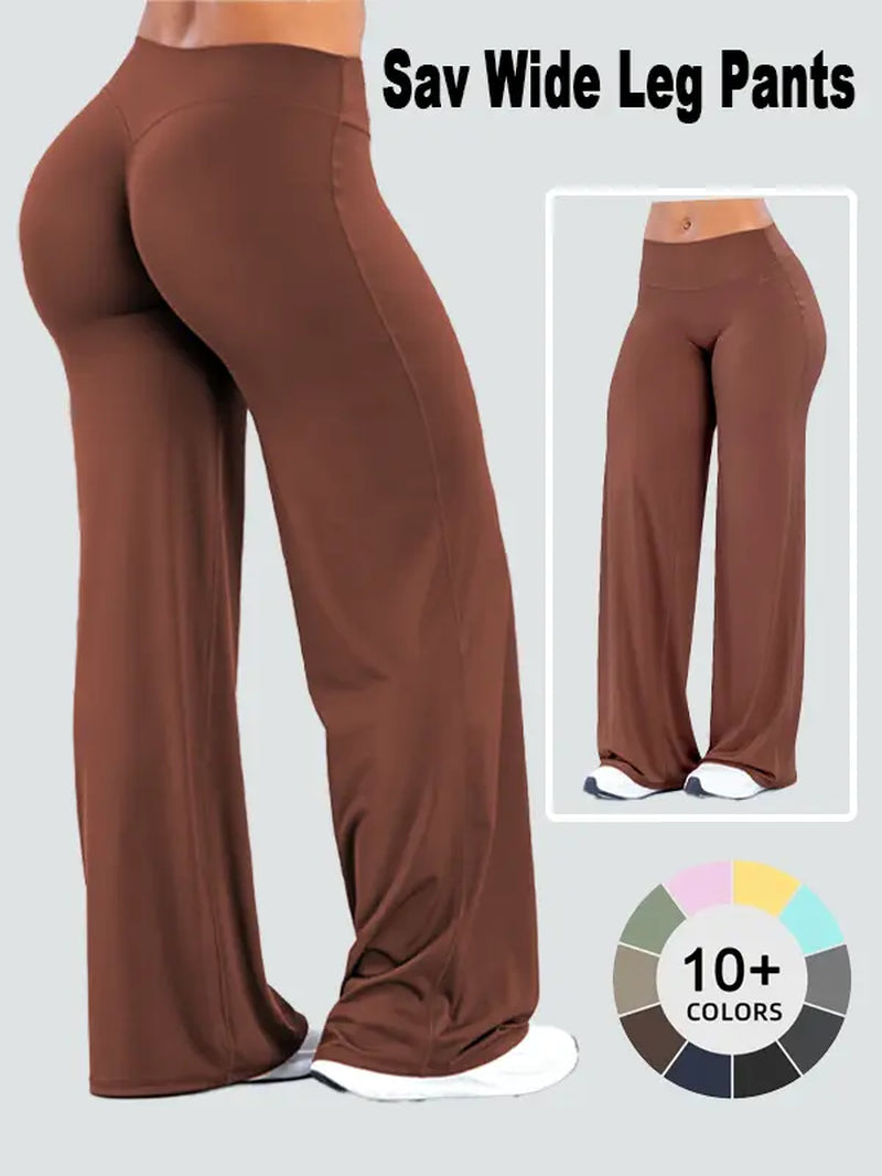 DEEFY Women's Wide Leg Mid-Waisted Flare Leggings with Tummy Control and Butt Lifting for Yoga, Workouts, and Lounge Wear