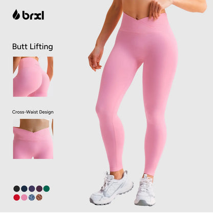 BRXL Butt Lifting Lycra No Front Seam Workout Leggings for Women Tummy Control High Waist Seamless Gym Running Leggings, Leggings Women