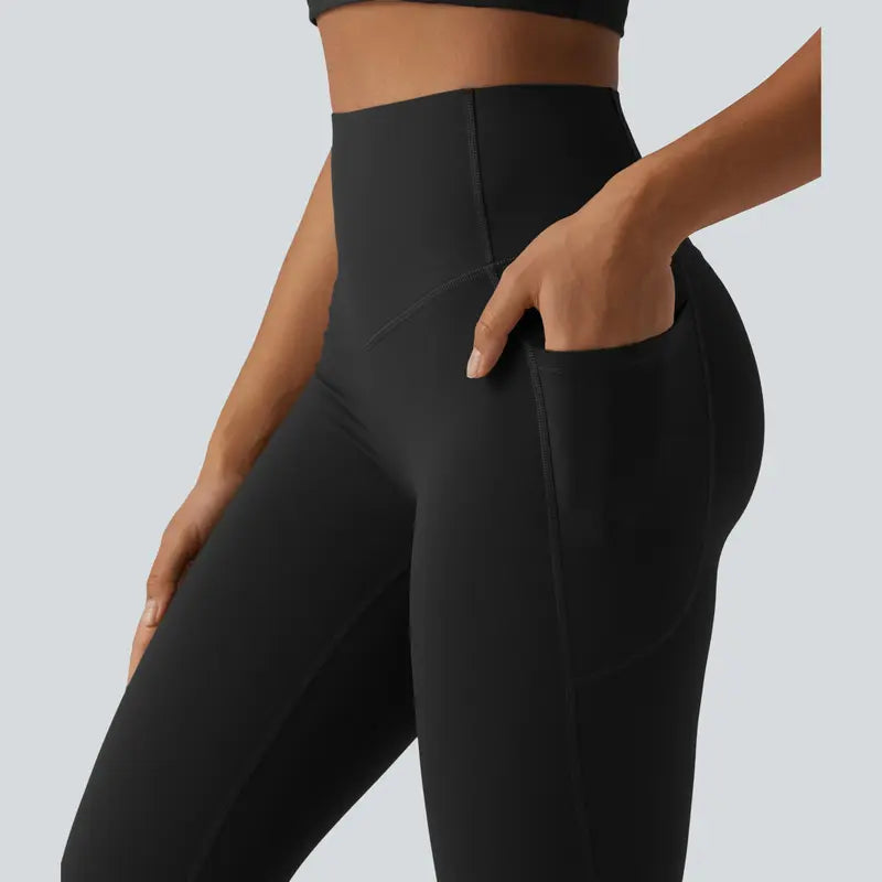 Halara Ultrasculpt™ High-Waisted Bootcut Yoga Leggings with Butt-Lifting and Tummy Control, Featuring Convenient Pockets