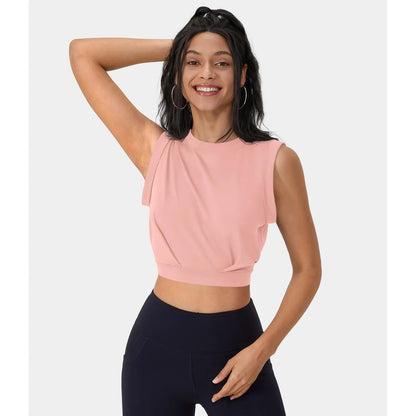 Halara Crew Neck Sleeveless Cropped Yoga Tank Top