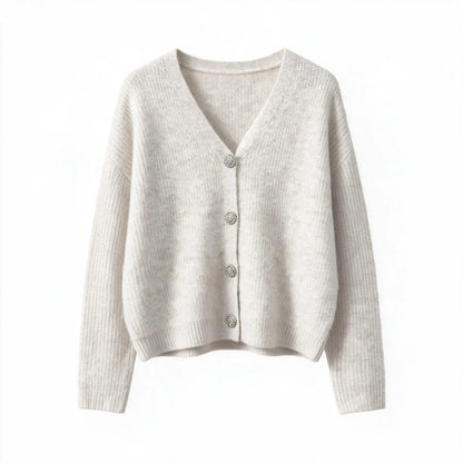 Katch Me Women's Slouchy V-Neck Button Knit Cardigan - Cozy Ribbed Sweater for Fall & Winter, Durable Pill-Resistant Long Sleeve Top