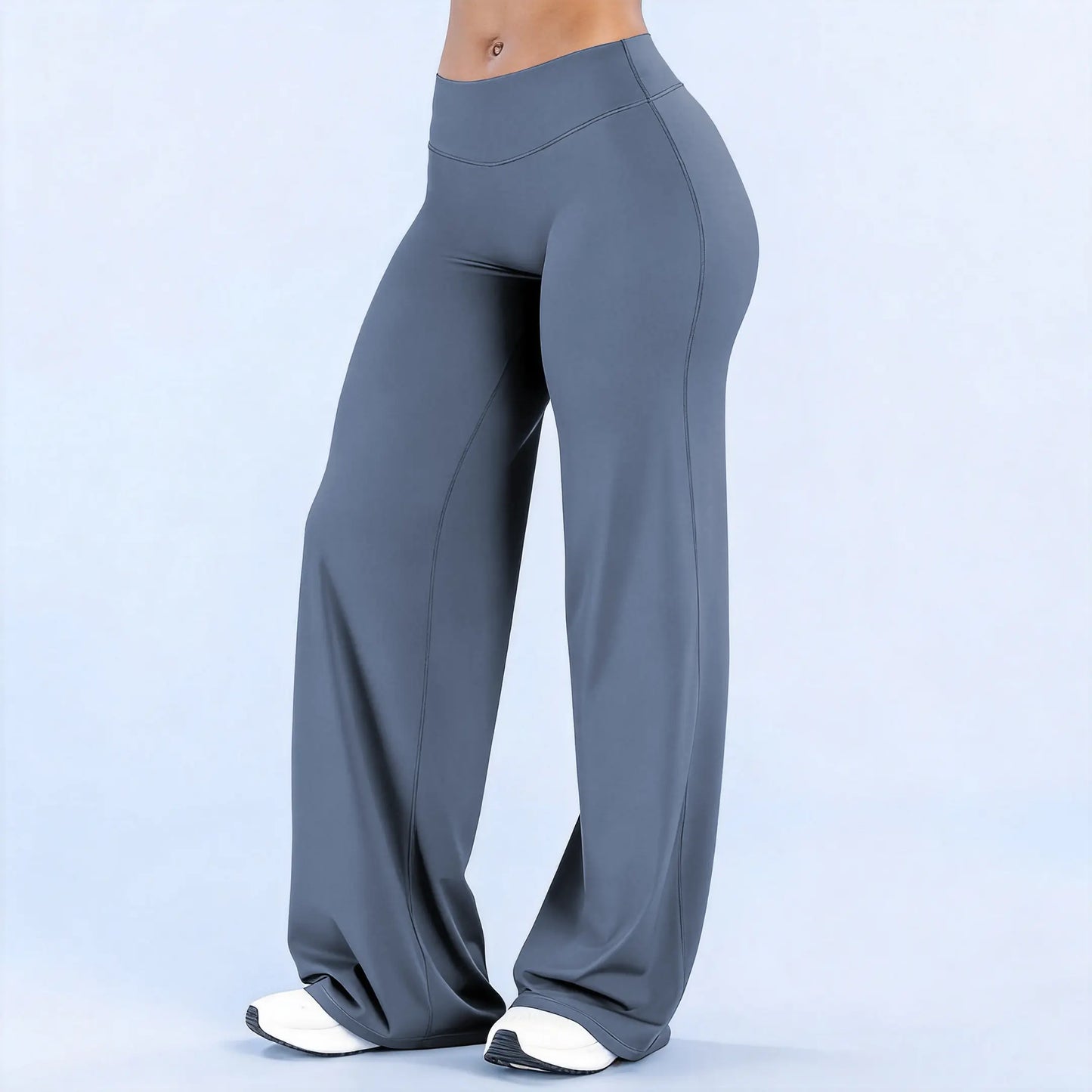 DEEFY Women's Wide Leg Mid-Waisted Flare Leggings with Tummy Control and Butt Lifting for Yoga, Workouts, and Lounge Wear