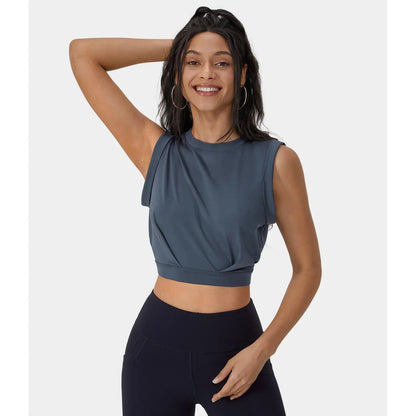 Halara Crew Neck Sleeveless Cropped Yoga Tank Top