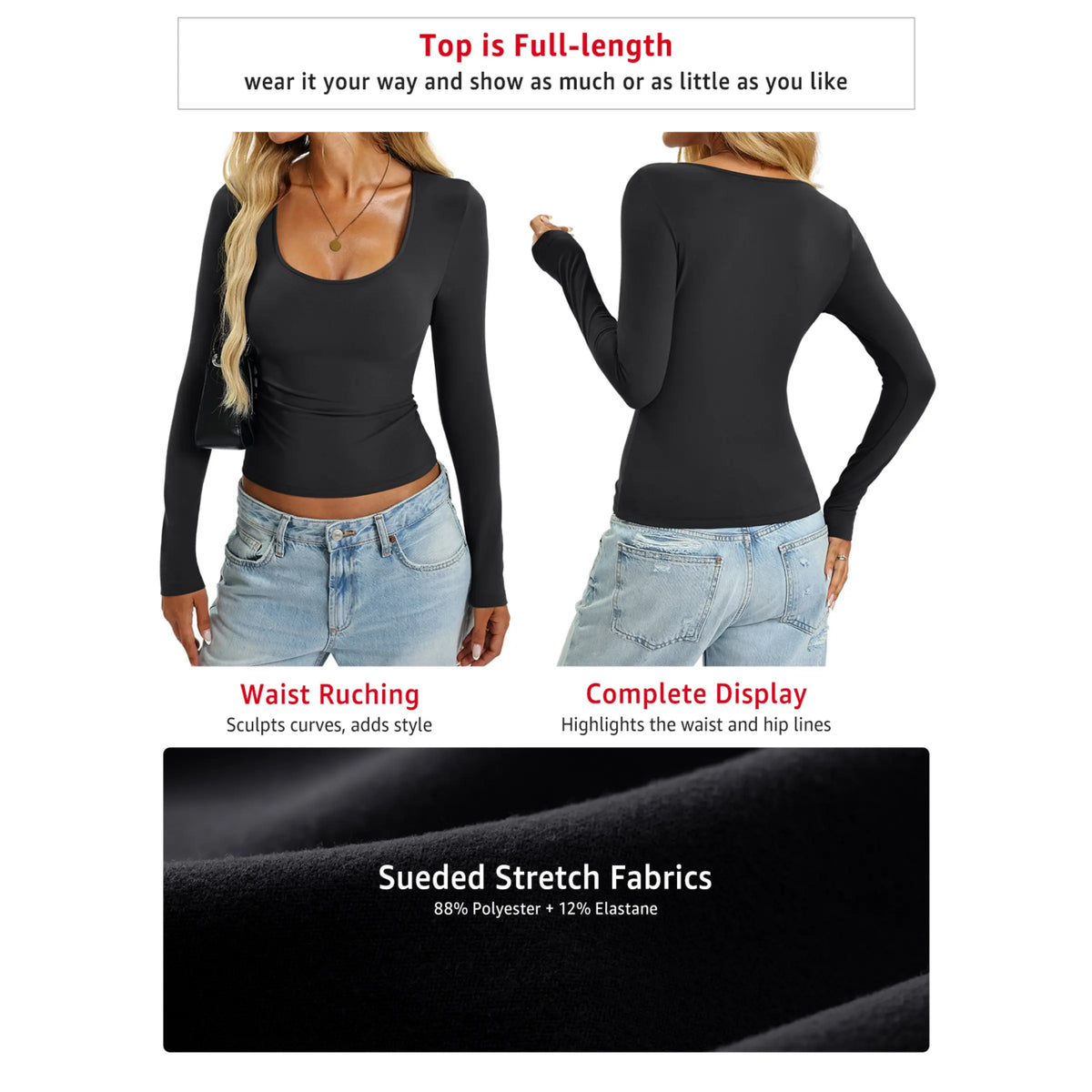 Eachyes Womens Tight Long Sleeve Shirts Scoop Neck Tops Y2K Basic Slim Fit Going Out Fall Fashion Clothes 2026