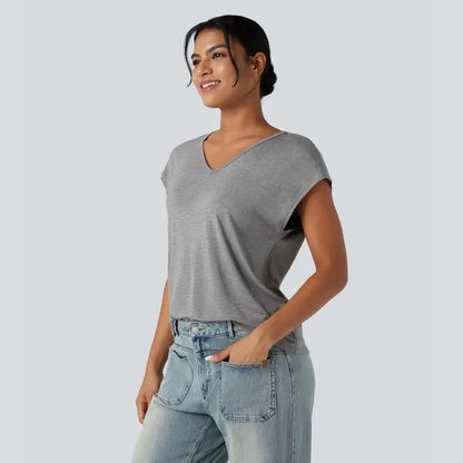 Halara V-Neck Short Sleeve Casual Tee