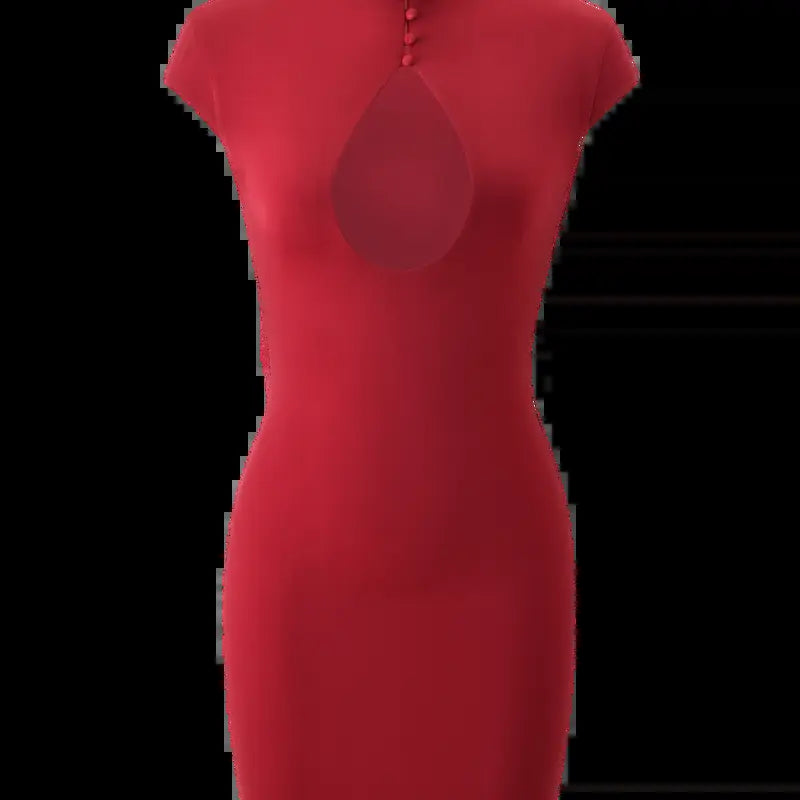 Tiger Mist Women'S Casual Mills Mini Dress - Red, Cap Sleeve, Button Front, Cutout Design