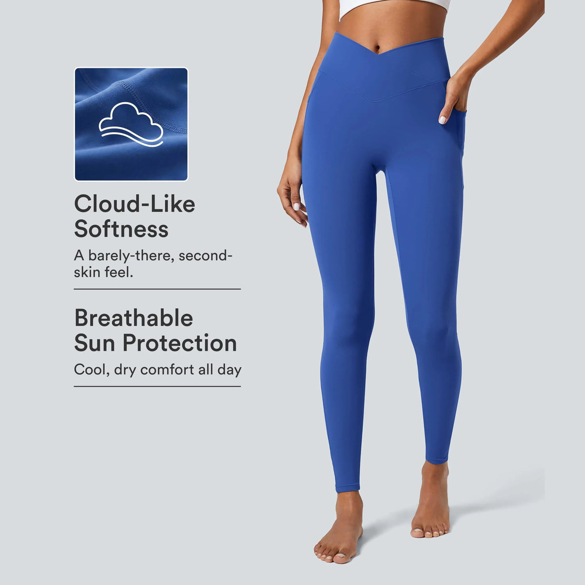 Halara Softlyzero Crossover Pocket Leggings with UPF 50+ Protection