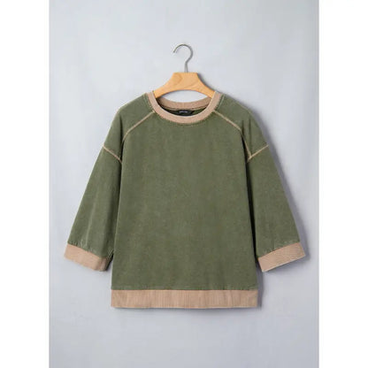 Dokotoo Oversized Pullover Sweatshirt Women Acid Wash Pullover Vintage Cotton Crew Neck Long Sleeve Sweatshirt Leg Pants