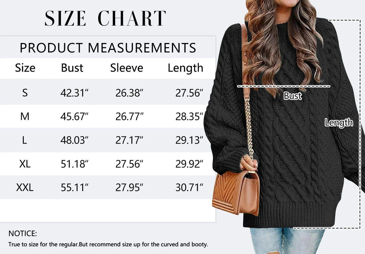 Women's Oversized Cable Knit Chunky Pullover Sweater