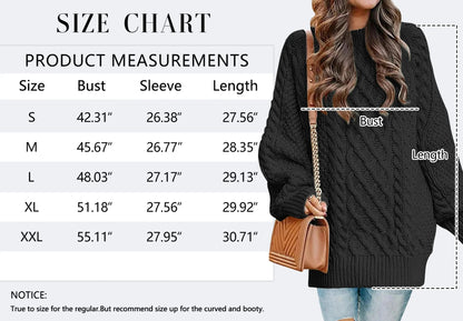 Women's Oversized Cable Knit Chunky Pullover Sweater