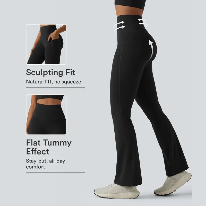Halara Ultrasculpt™ High-Waisted Bootcut Yoga Leggings with Butt-Lifting and Tummy Control, Featuring Convenient Pockets