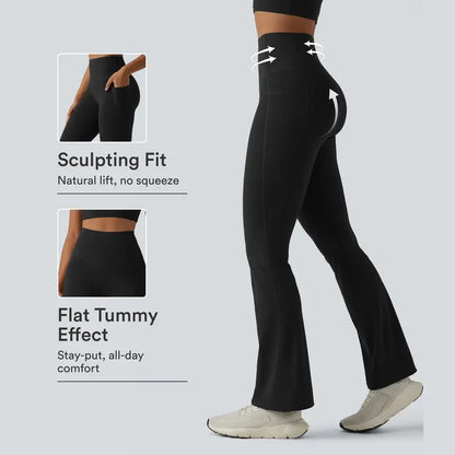 Halara Ultrasculpt™ High-Waisted Bootcut Yoga Leggings with Butt-Lifting and Tummy Control, Featuring Convenient Pockets