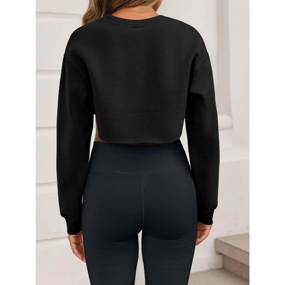 Imily Bela Women's Long Sleeve Cropped Sweatshirt Shrug - Athletic Bolero Top for Gym Workouts