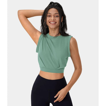Halara Crew Neck Sleeveless Cropped Yoga Tank Top