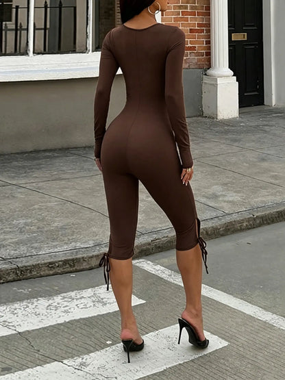 Lace Long Sleeve Romper - Elegant Women's Jumpsuit for Casual Wear, Comfortable and Stylish Design, Ideal for Everyday Use