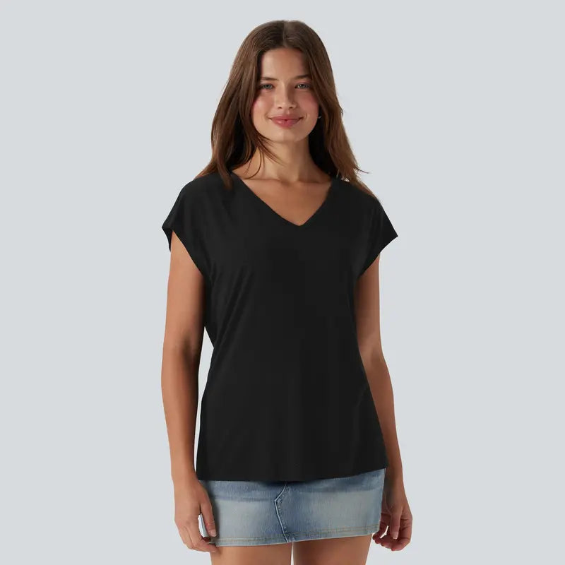 Halara V-Neck Short Sleeve Casual Tee