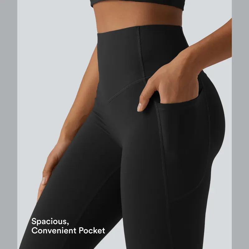 Halara Ultrasculpt™ High-Waisted Bootcut Yoga Leggings with Butt-Lifting and Tummy Control, Featuring Convenient Pockets