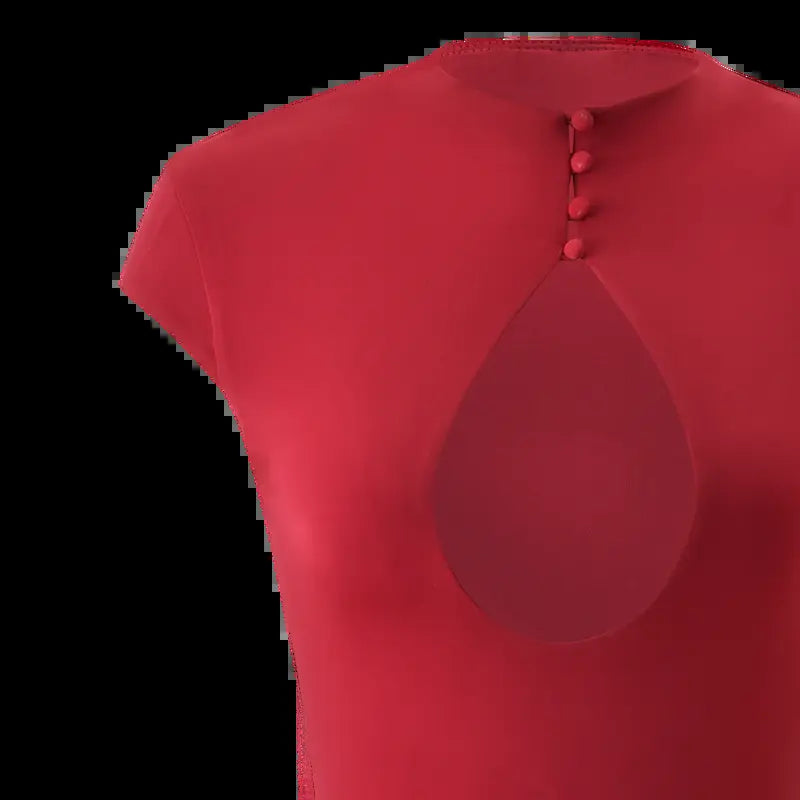 Tiger Mist Women'S Casual Mills Mini Dress - Red, Cap Sleeve, Button Front, Cutout Design