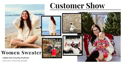 Women's Oversized Cable Knit Chunky Pullover Sweater
