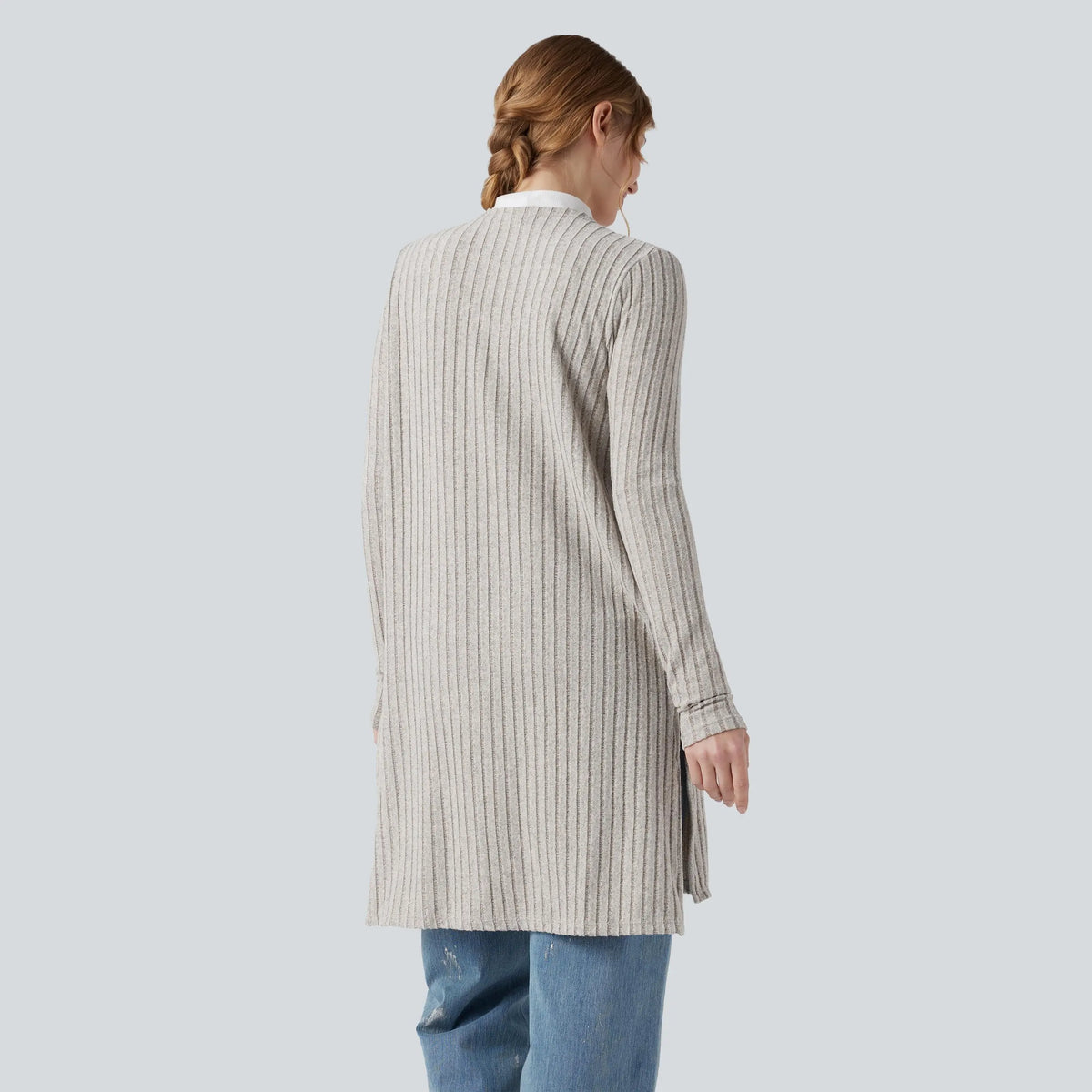 Halara Ribbed Knit Long Sleeve Split Casual Coat