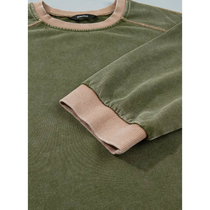 Dokotoo Oversized Pullover Sweatshirt Women Acid Wash Pullover Vintage Cotton Crew Neck Long Sleeve Sweatshirt Leg Pants