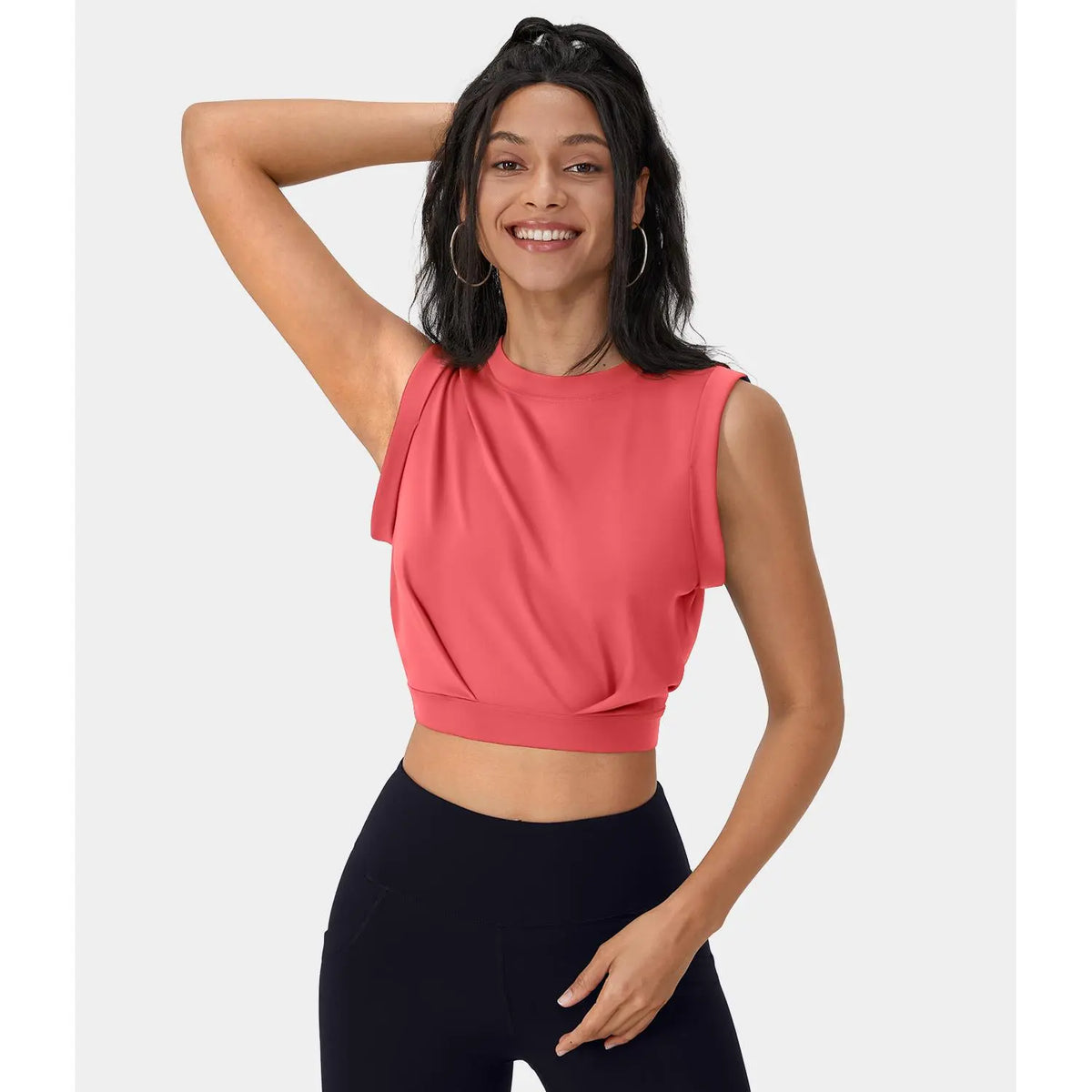 Halara Crew Neck Sleeveless Cropped Yoga Tank Top