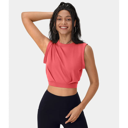 Halara Crew Neck Sleeveless Cropped Yoga Tank Top