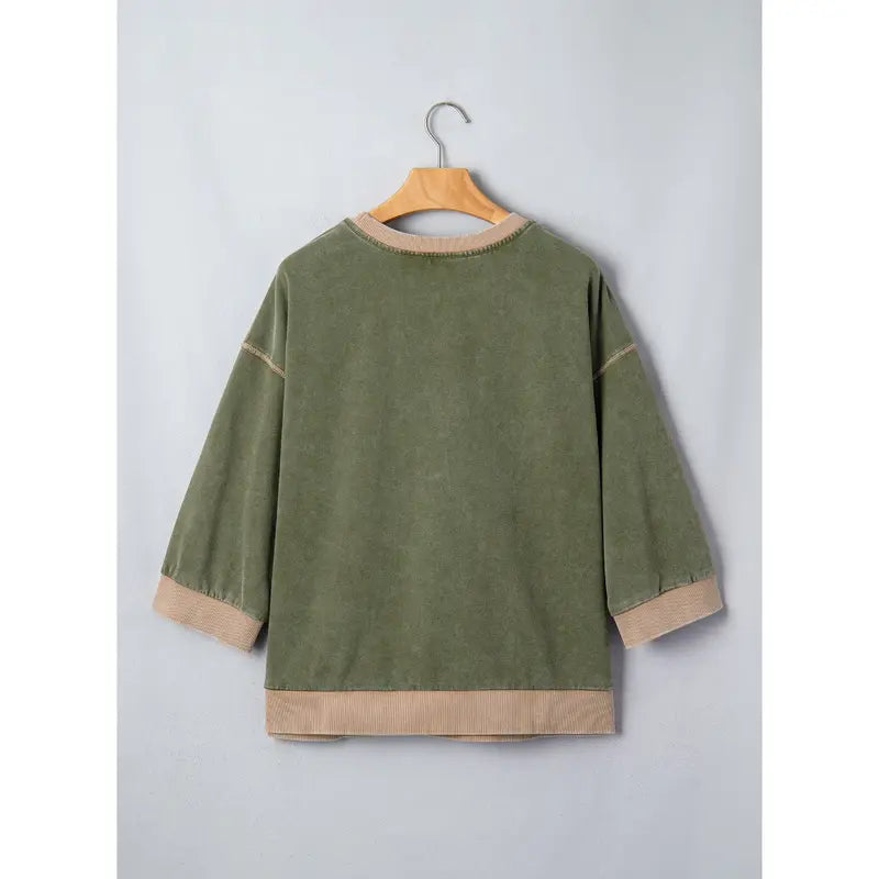 Dokotoo Oversized Pullover Sweatshirt Women Acid Wash Pullover Vintage Cotton Crew Neck Long Sleeve Sweatshirt Leg Pants