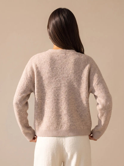 Katch Me Women's Slouchy V-Neck Button Knit Cardigan - Cozy Ribbed Sweater for Fall & Winter, Durable Pill-Resistant Long Sleeve Top