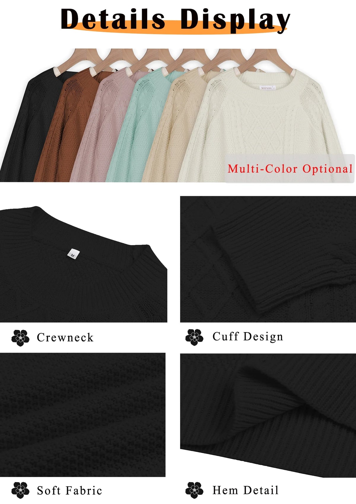 Women's Oversized Cable Knit Chunky Pullover Sweater