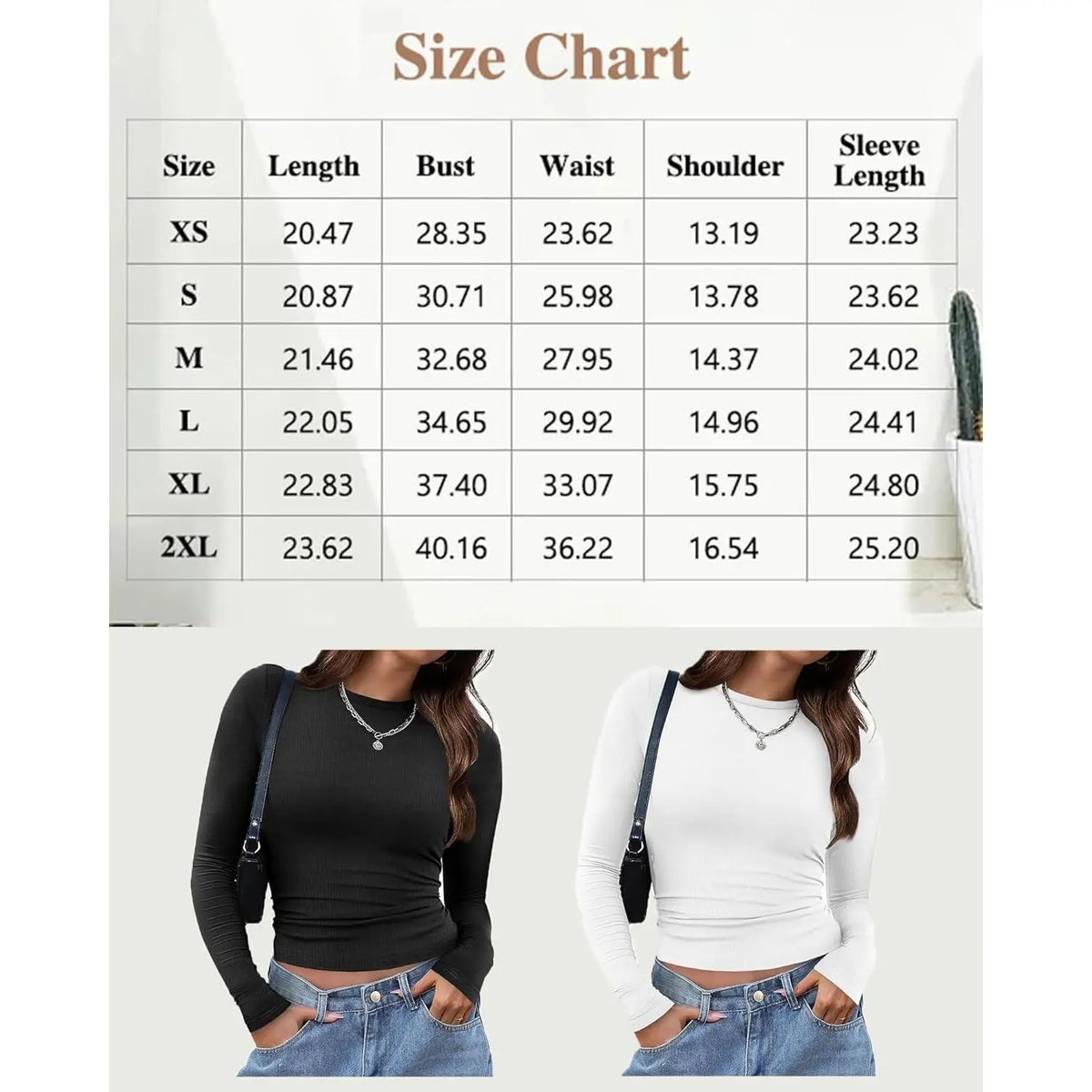 WIHOLL Women's Long Sleeve Crew Neck Slim Fit T-Shirts - Y2K Essential Tops - Available in 3-Pack and 2-Pack Crop Options