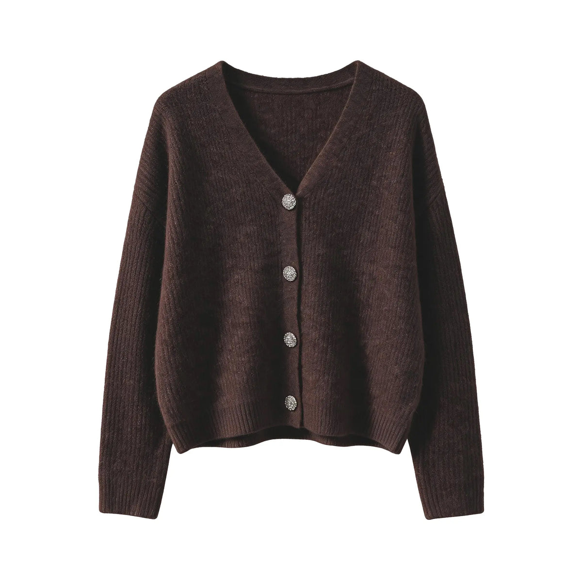Katch Me Women's Slouchy V-Neck Button Knit Cardigan - Cozy Ribbed Sweater for Fall & Winter, Durable Pill-Resistant Long Sleeve Top