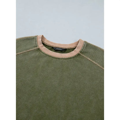 Dokotoo Oversized Pullover Sweatshirt Women Acid Wash Pullover Vintage Cotton Crew Neck Long Sleeve Sweatshirt Leg Pants