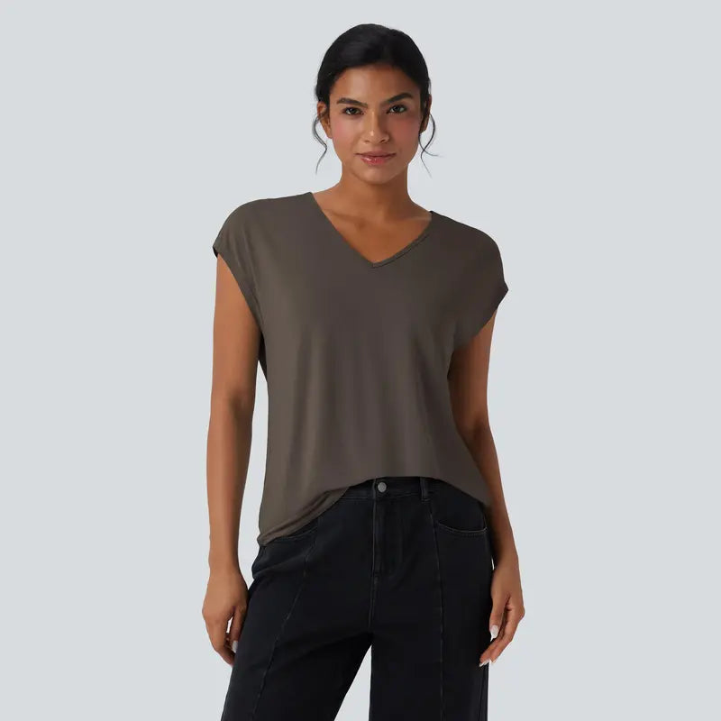 Halara V-Neck Short Sleeve Casual Tee