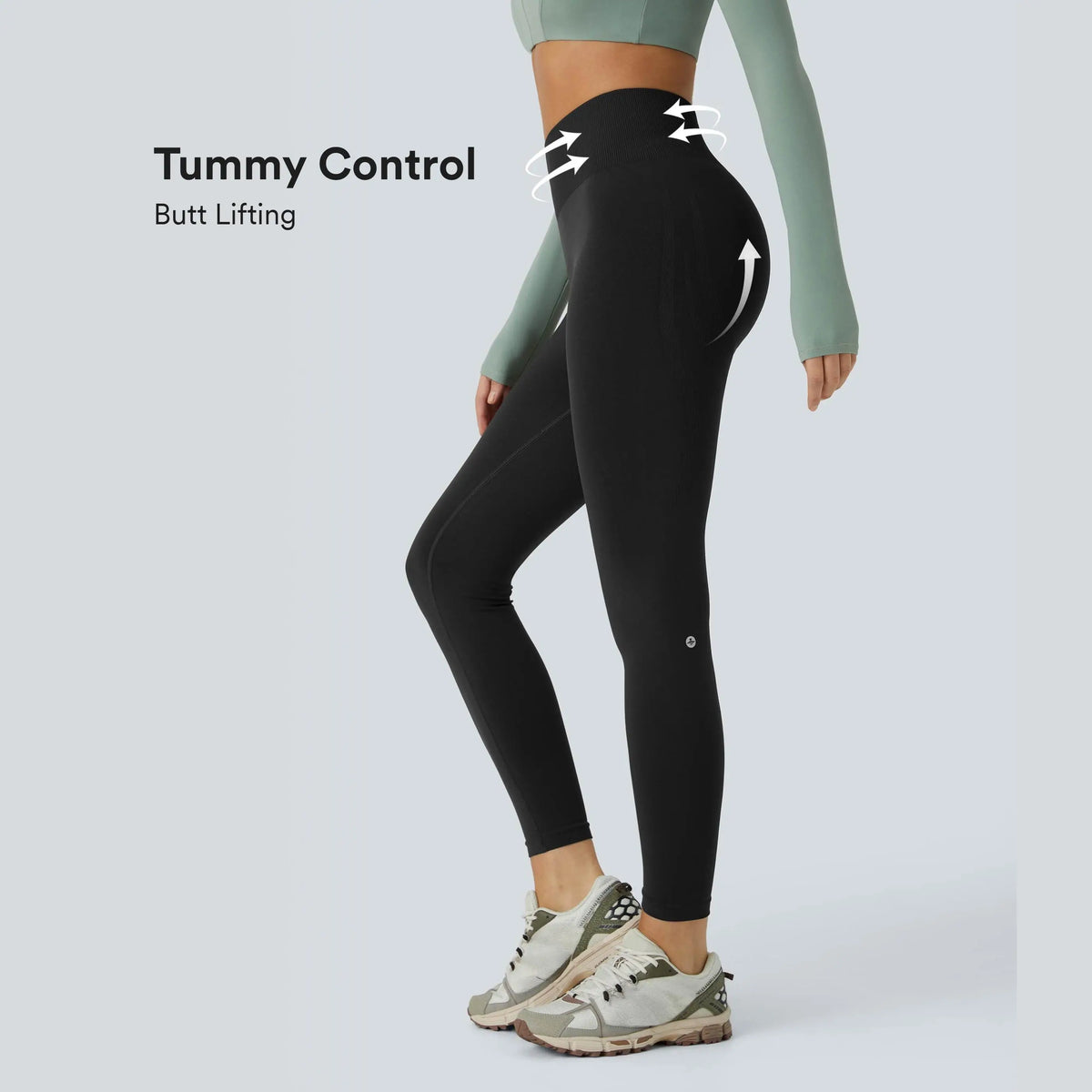 Halara Seamless Mid-Rise Tummy Control Yoga Leggings with Butt Lifting Features