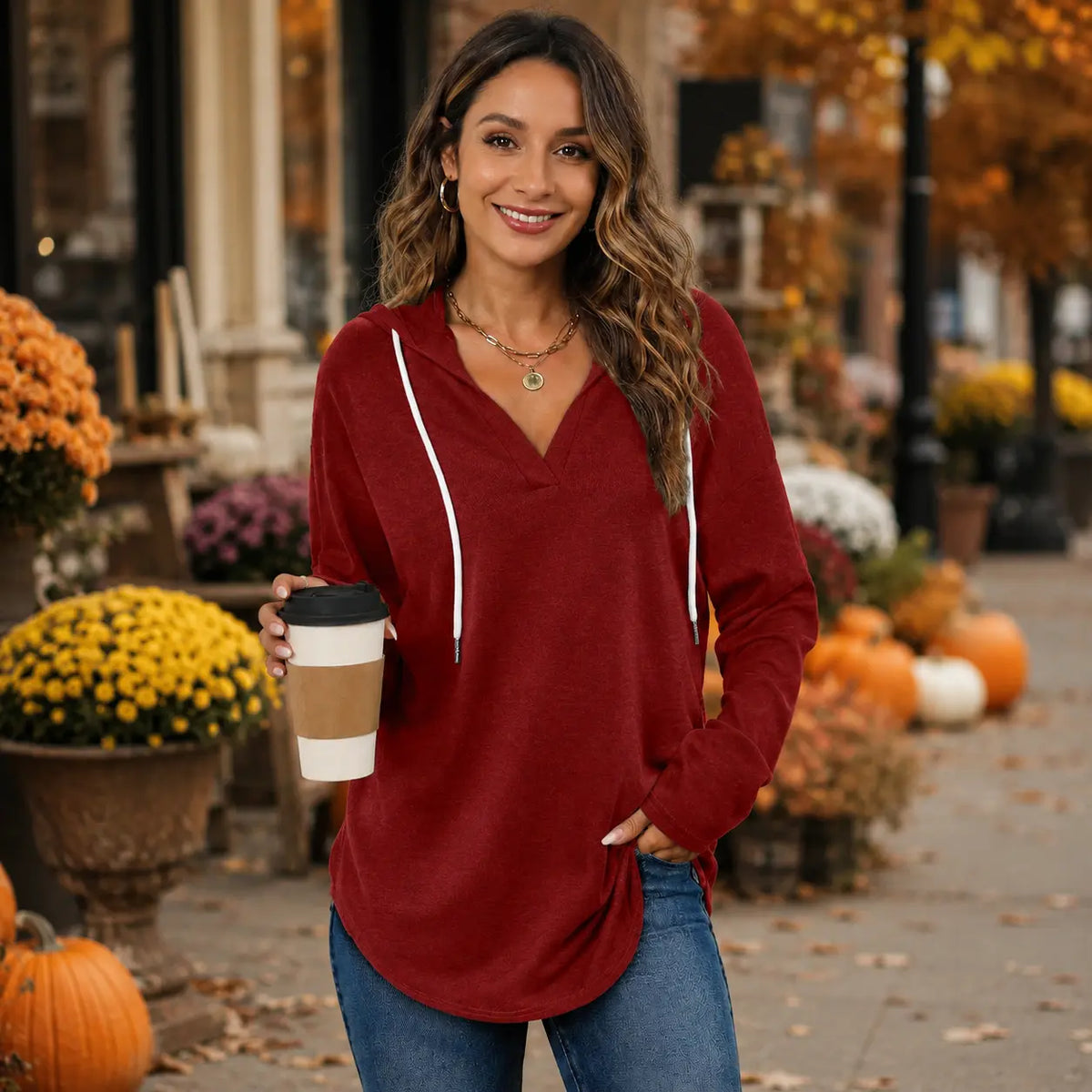 WIHOLL Women's Fashion Oversized Pullover Hoodies - Long Sleeve Casual Sweatshirts for Comfortable Fit