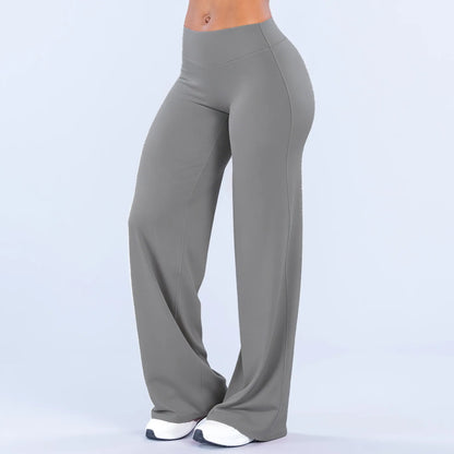 DEEFY Women's Wide Leg Mid-Waisted Flare Leggings with Tummy Control and Butt Lifting for Yoga, Workouts, and Lounge Wear