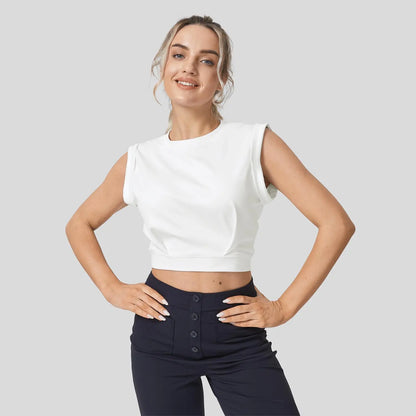 Halara Crew Neck Sleeveless Cropped Yoga Tank Top