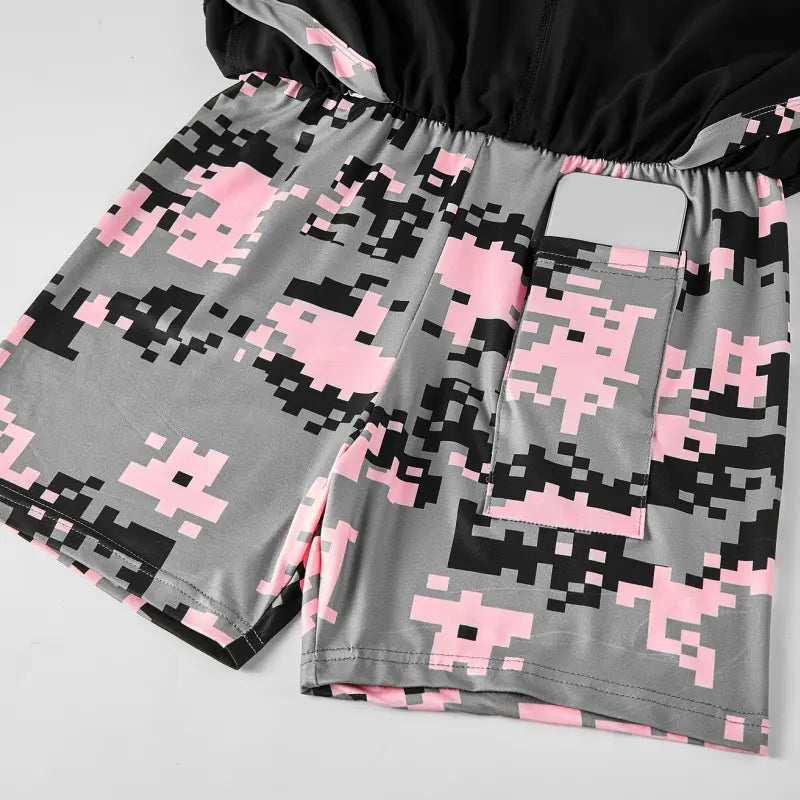 Women's Summer Shorts 5-Pack, Double-Layer 2-in-1 Design, Camouflage Pattern, Breathable Quick-Dry Fabric, Drawstring Elastic Waistband, Hidden Pockets, Casual Style