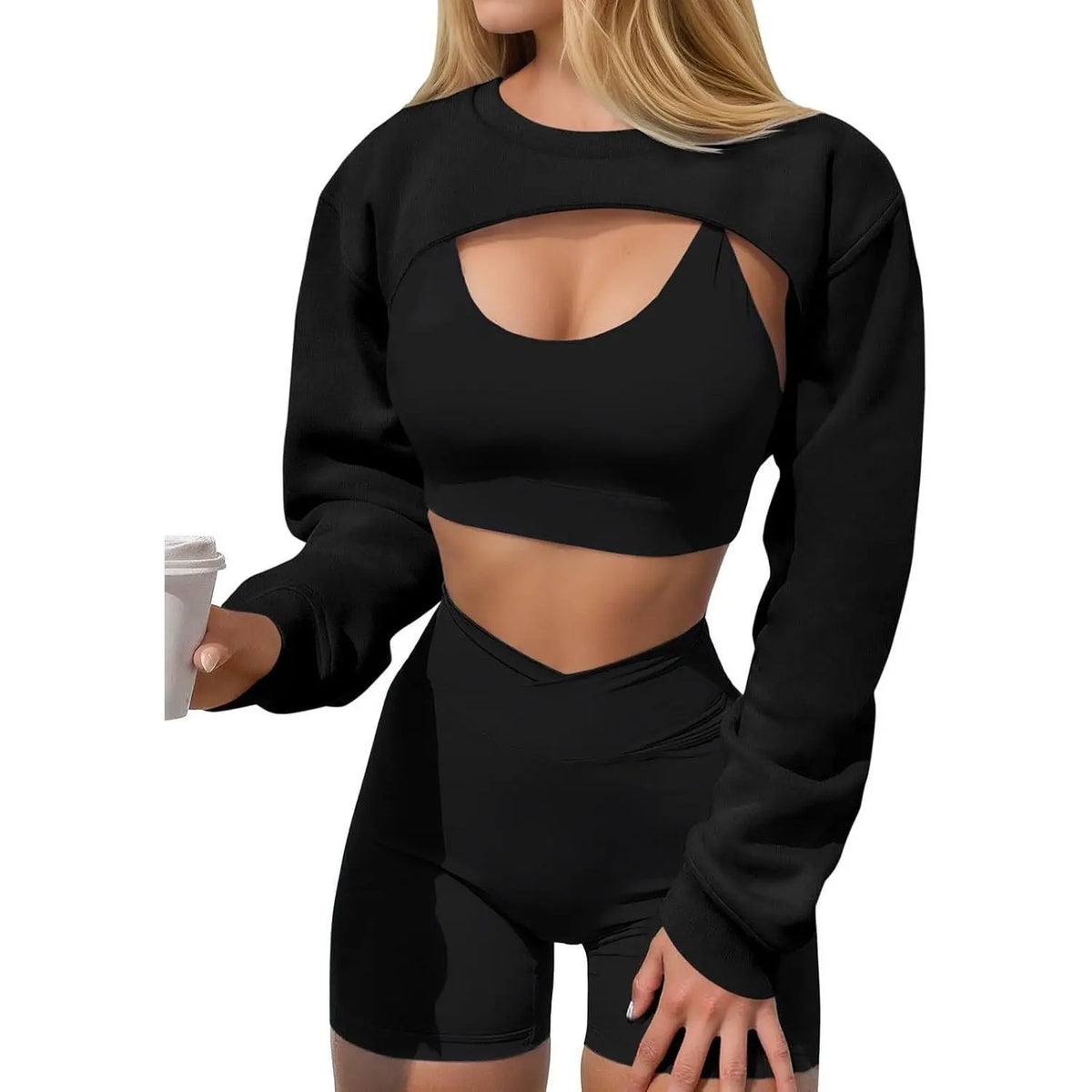 Imily Bela Women's Long Sleeve Cropped Sweatshirt Shrug - Athletic Bolero Top for Gym Workouts
