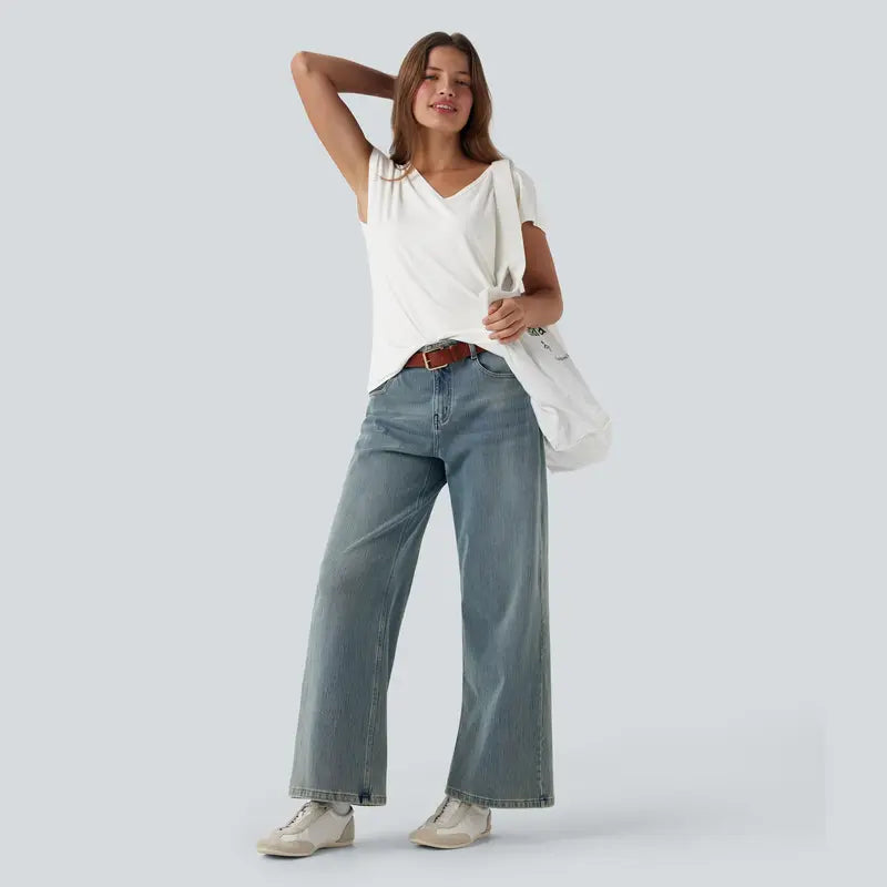 Halara V-Neck Short Sleeve Casual Tee